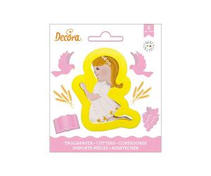 Decora 0803038 COUPOIR Communion Petit Fille 8,5 X 6 X 2 H CM, Plastique, Jaune, 8,5 x 6 x 2 cm