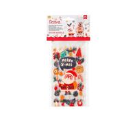 Decora, 0855987 Lot de 20 sachets joyeux Noël, taille 12,5 + 3 x 24 cm, parfaits pour les fêtes et les événements, pour présenter et servir des collations variées, à la fois sucrées et salées