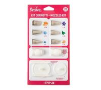 Decora, 0252045 Kit croissants Pink 10 pièces, en acier inoxydable sans soudure à utiliser avec l'adaptateur standard contenu dans la boîte, avec le support de fleurs petite et grande taille