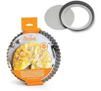 DECORA, 0070018 Moule à tarte avec fond amovible en acier antiadhésif, Rond Ø 28 x 3,5 cm, Facilite le démoulage des gâteaux, Design professionnel.