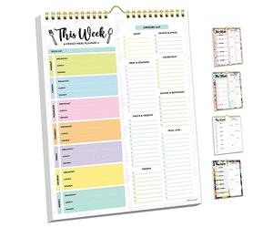 Decorably 52 feuilles pastel non datées pour planificateur de repas hebdomadaire et liste d'épicerie avec aimants puissants, 21,6 x 27,9 cm, bloc-notes magnétique à ressort pour planification des