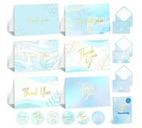 Decorably Cartes de remerciement bleu clair (feuille d'or)