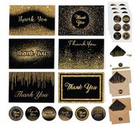 Decorably Cartes de remerciement noires (paillettes dorées)