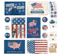 Decorably Cartes patriotiques avec enveloppes et autocollants - 6 motifs avec message imprimé à l'intérieur - Cartes de remerciement patriotiques 10,2 x 15,2 cm - Cartes de remerciement patriotiques