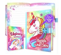 Decorably Journal pour enfants - Journal licorne pailleté A5 pour enfants avec code de verrouillage et musique, journal licorne pour filles de 6 à 8 ans, journal pour filles de 6 à 8 ans, journal pour