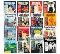 Decorably Lot de 16 décorations de salle de classe d'histoire du monde, 27,9 x 35,6 cm, plastifiées mates, décoration de salle de classe d'histoire américaine, affiches d'études sociales