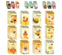 Decorably Lot de 24 blocs-notes Bumblebee pour enfants - 12 motifs inspirants de 6,1 x 10,2 cm sur le thème des abeilles pour enfants, reliure à ressort, 20 feuilles