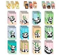 Decorably Lot de 24 cadeaux de fête panda pour enfants de 8 à 12 ans - 12 motifs adorables panda 6,1 x 10,2 cm, reliure à ressort, 20 feuilles