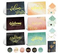 Decorably Lot de 24 cartes de bienvenue pour nouveaux employés avec enveloppes et autocollants, 6 designs élégants, 15,2 x 10,2 cm, intérieur vierge