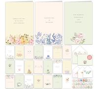 Decorably Lot de 24 cartes de condoléances minimalistes avec enveloppes et autocollants - 24 designs uniques avec message imprimé à l'intérieur - Cartes de condoléances avec enveloppes, 10,2 x 15,2 cm