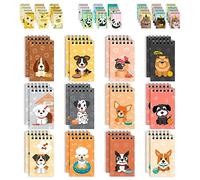 Decorably Lot de 24 mini carnets sur le thème des chiens pour enfants - 12 adorables designs de petits carnets de 6,1 x 10,2 cm pour enfants, reliure à ressort, 20 feuilles