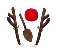 Decoración de Coche Navideña - Cuernos de Reno LED Con Nariz y Cola | Accesorio Festivo Para Automóvil, Camión, SUV, Exterior | Decoración Divertida Para Ventana, Techo y Exterior