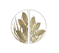 DECORACION PARED SET 2 METAL 80X2X80 HOJAS DORADO
