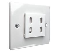 Decoralin Lot de 2 caches de sécurité pour interrupteur - Capuchons en plastique blanc pour plaques doubles - Protection contre les enfants, les personnes âgées et les démences - Protection adhésive