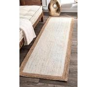 DECORAM WORLD Tapis en jute blanc de 7,8 x 3,6 m, tissé à la main, style bohème rustique, durable et respectueux des animaux domestiques, pour salon, salle à manger et chambre à coucher