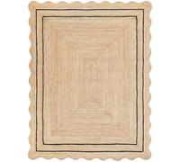 DECORAM WORLD Tapis en jute festonné naturel fabriqué à la main avec bordure noire - Pour salon, chambre à coucher, entrée - Décoration d'intérieur bohème - 6,6 x 3,7 m