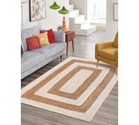 DECORAM WORLD Tapis en jute naturelle, tissé à la main, style bohème rustique, durable et respectueux des animaux domestiques, pour salon, salle à manger et chambre à coucher, blanc, 0,8 x 3 m