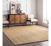 DECORAM WORLD Tapis en jute naturelle, tissé à la main, style bohème rustique, durable et respectueux des animaux domestiques, pour salon, salle à manger et chambre à coucher, 2,1 x 3,6 m