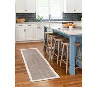 DECORAM WORLD Tapis en jute tissé à la main, style bohème rustique, durable et respectueux des animaux domestiques, pour salon, salle à manger et chambre à coucher, 6,1 x 3 m, gris et blanc