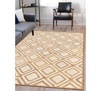 DECORAM WORLD Tapis rectangulaire tressé à la main en jute naturelle avec boîte blanche - Pour salon, chambre à coucher, salle à manger, couloirs et entrée - 213 x 304 cm