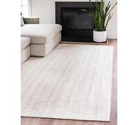 DECORAM WORLD Tapis rustique en jute tissé à la main de style bohème rustique et durable pour salon, salle à manger et chambre à coucher, 1,2 x 3 m, blanc cassé,