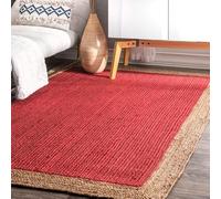 DECORAM WORLD Tapis rustique en jute tissé à la main, style bohème rustique, durable et respectueux des animaux domestiques, pour salon, salle à manger et chambre à coucher, 0,9 x 3 m, rouge
