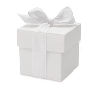 Decoraparty 10 Boîtes à Dragées Blanches et Ruban, Bonbonnières marque places à remplir avec Bonbons, Cadeaux, Bijoux, Contenants Blancs pour Mariage, Baptême, Anniversaire, Fête prénatale, Communion