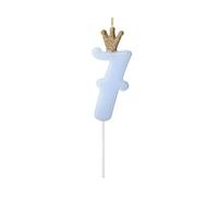 Decoraparty Bougie Bleue Claire Numéro 7 pour décoration de Gâteaux, Accessoire de Fête et Anniversaire avec Couronne Dorée, Cake Topper Chiffre pour Enfants et Garçons