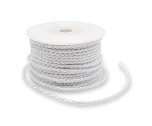 Decoraparty Cordon Blanc de 3 mm, Ruban tressé en Polyester Coton, pour Cadeaux, fête, Communion, baptême, Confirmation, Mariage, créations, 3 mm x 25 m