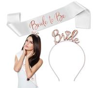 Decoraparty Kit serre-tête pour cheveux + bandeau portable 75 cm Bride to Be - pour enterrement de jeune fille, future mariée, mariage, mariage, bachelorette party - décorations gadgets accessoires de