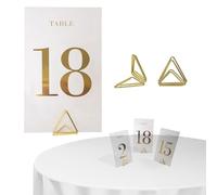 Decoraparty Lot de 20 marque-places + base, marque-table transparent avec numéro élégant doré numéroté support de 1 à 20 pour table de cérémonie de mariage anniversaire d'événements, 7 x 12 cm