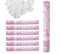 Decoraparty Lot de 6 tireurs à pétales de rose, tube canon lance confettis roses pétales blanc de 40 cm pour fête de mariage, anniversaire, mariage, mariés, fête élégante thème (Lot de 6 pièces)