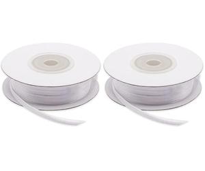 Decoraparty Ruban Blanc Double Satin 3 mm, Bobine L 50 m pour Boîtes à dragées, Bonbonnières, Fleurs, Gâteaux, Faveurs de Mariage, Baptême, Communion, Noël, Anniversaire, Cérémonie, Fête prénatale