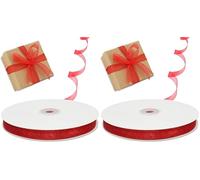 Decoraparty Ruban en organza rouge de 10 mm, ruban élégant pour fille, Noël, Saint-Valentin, célébration, bonbonnière, bobine de rouleau de 50 mètres (Lot de 2)