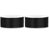 Decoraparty Ruban Noir de double Satin 25 mm, Bobine 25 mètres pour Décorations de fête, Bonbonnières, Gâteux, Fleurs, Faveurs de Mariage, Idées Cadeaux, Cartes de vœux Anniversaire et Nouvel An