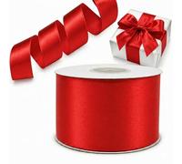 Decoraparty Ruban rouge 50 mm en double satin de 25 m de long, ruban épaisseur 5 cm pour mariage, baptême, Noël, Nouvel An, bonbonnière, idée cadeau