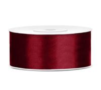 Decoraparty Ruban Rouge Bordeaux 2,5 cm en Satin, Bobine de 25 m pour Mariage, Baptême, Confirmation, Noël, Nouvel An, Saint Valentin, Idée Cadeau, Carte de vœux, Boîtes à dragées, Bouquet de Fleurs