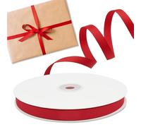 Decoraparty Ruban rouge gros-grain de 10 mm, rouleau de ruban pour Noël, cadeaux, décoration, Saint-Valentin, nœuds, Noël, mince, bobine résistante L 50 m