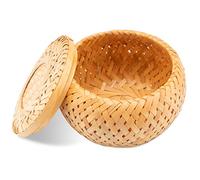 Decorasian Boîte en bambou tressé, petit récipient décoratif avec couvercle, pour rangement