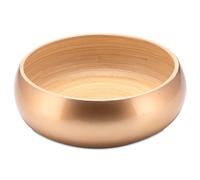 Decorasian Bol en bois de bambou, grand et rond, bol pour fruits et petits pains, bol décoratif de qualité supérieure, laqué brillant, doré