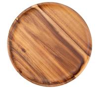 Decorasian Lot de 2 assiettes rondes en bois d'acacia - Grandes assiettes en bois d'acacia - Vaisselle fine - Assiettes plates en bois - Idéales comme assiettes décoratives et pour servir - Naturel -