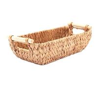 Decorasian Lot de 2 paniers de rangement tressés en jacinthe d'eau - Panier de rangement pour papier toilette ou serviettes - Long et étroit pour le rangement dans la salle de bain Naturel