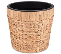 Decorasian Lot de 2 pots de fleurs ronds tressés en jonc de mer avec insert en plastique pour planter - Pot de fleurs - 2 pièces - 34 cm