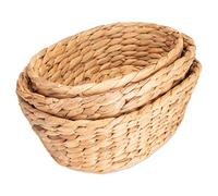 Decorasian Lot de 3 corbeilles tressées en jacinthe d'eau - Rangement rond et ovale