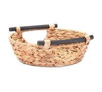Decorasian Lot de 3 paniers de rangement tressés en jacinthe d'eau avec poignées Panier cadeau ou panier cadeau vide Paniers cadeaux idéaux du grand au petit Lot de 3 pièces 27 cm Naturel