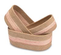 Decorasian Panier de rangement en jute tressé Lot de 3 paniers ovales Panier à langer ou organisateur de table à langer