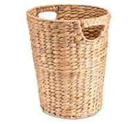 Decorasian Panier de rangement en papier tressé en jacinthe d'eau - Poubelle avec poignée - Diamètre 25 cm en haut, 19 cm en bas, Hauteur 32 cm