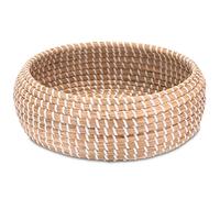 Decorasian - Panier tressé rond en herbe de mer - Bol grand et plat - Comme panier à pain Bol à fruits - 30 cm