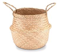 Decorasian Panier ventral tressé en jonc de mer grand et petit - Panier de jardinière aspect paille ou raphia - Panier en jonc de mer avec anse à porter - 30 cm, Naturel, D=30cm, (DA-B0040)