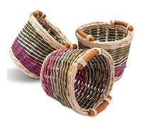 Decorasian Petit Panier Tressé en Rotin - Panier de Rangement et de Bricolage - Cadeau Montgolfière - Lot de 3